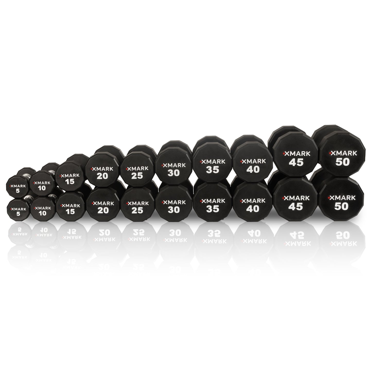12-Sided Commercial Urethane Dumbbells Set (5-50 lb and 5-75 lb Sets) Pro Gym Grade