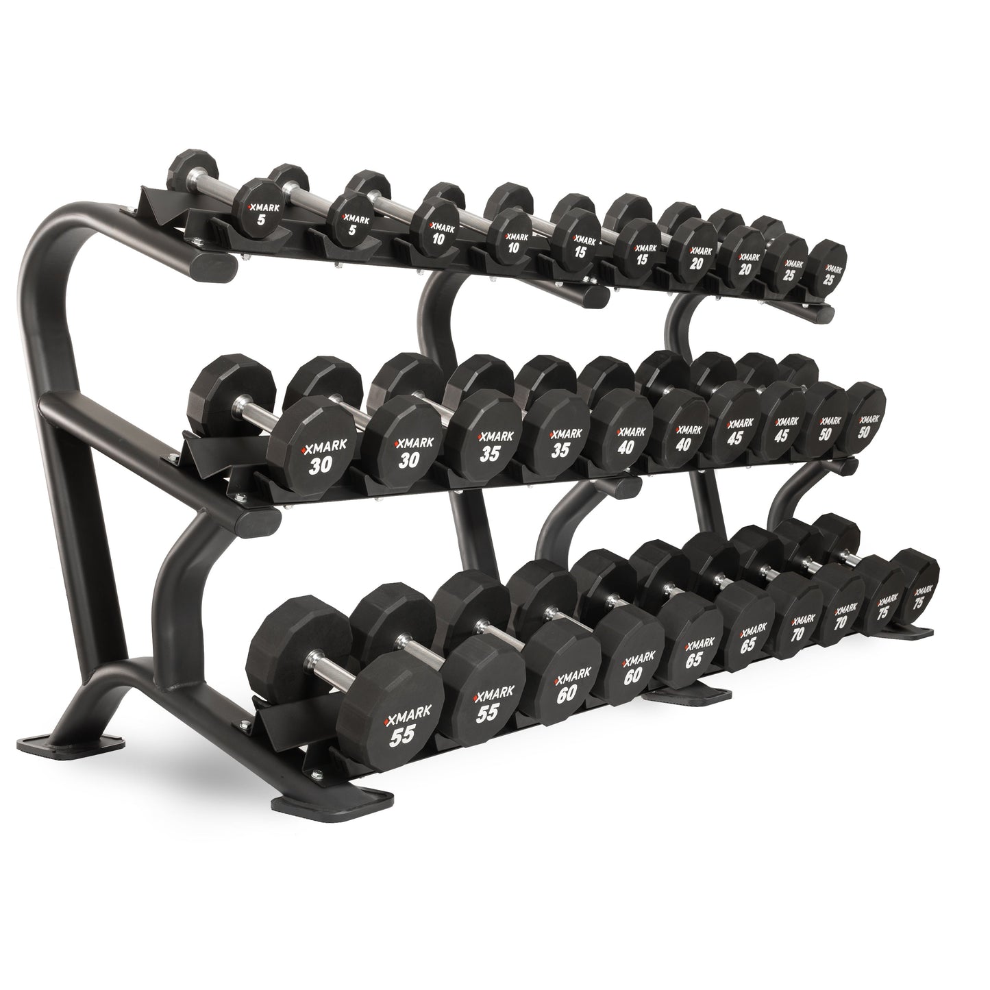 12-Sided Commercial Urethane Dumbbells Set (5-50 lb and 5-75 lb Sets) Pro Gym Grade