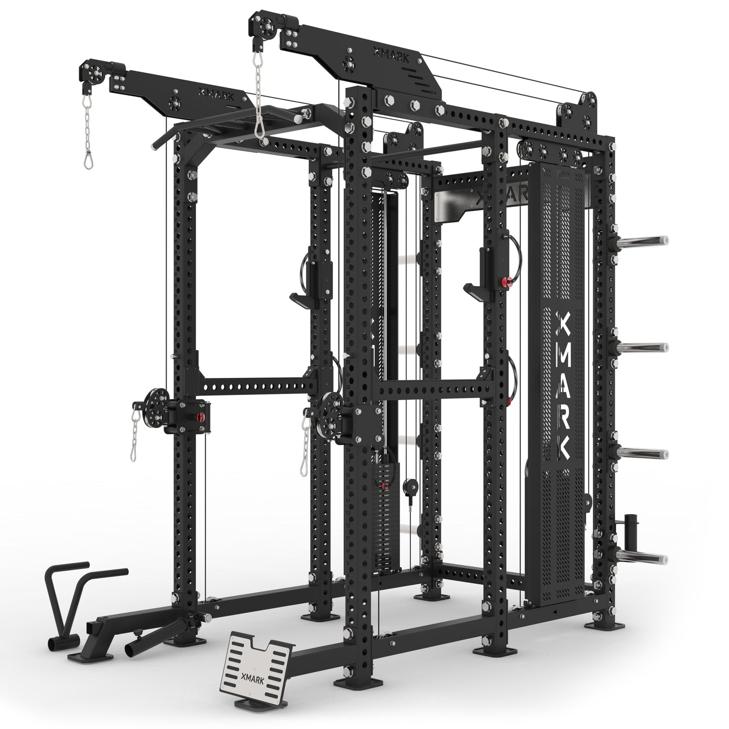 Commercial Power Rack Cable Machine - 440 lbs Total Stack Weight, Heavy Duty Gym Quality