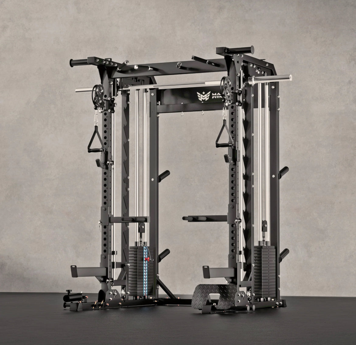 Major Fitness B52 Pro Smith Machine Home Gym with Power Rack, Cable Crossover, Dual Pulley System, Landmine, and Multi-Grip Pull-Up Bar