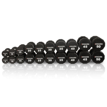 12-Sided Commercial Urethane Dumbbells Set (5-50 lb and 5-75 lb Sets) Pro Gym Grade
