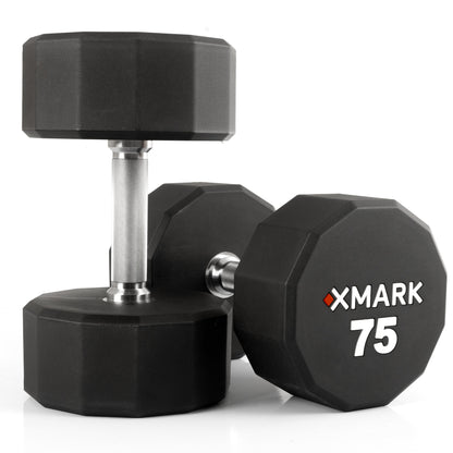 12-Sided Commercial Urethane Dumbbells Set (5-50 lb and 5-75 lb Sets) Pro Gym Grade