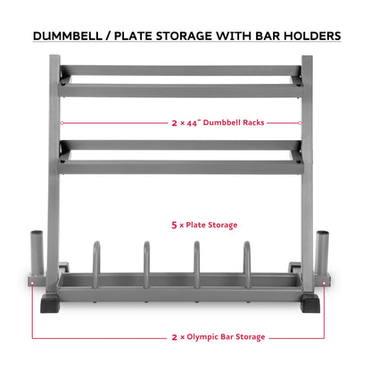 All-In-One Storage Solution, Dumbbells, Weight Plates and Barbells