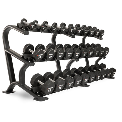 12-Sided Commercial Urethane Dumbbells Set (5-50 lb and 5-75 lb Sets) Pro Gym Grade