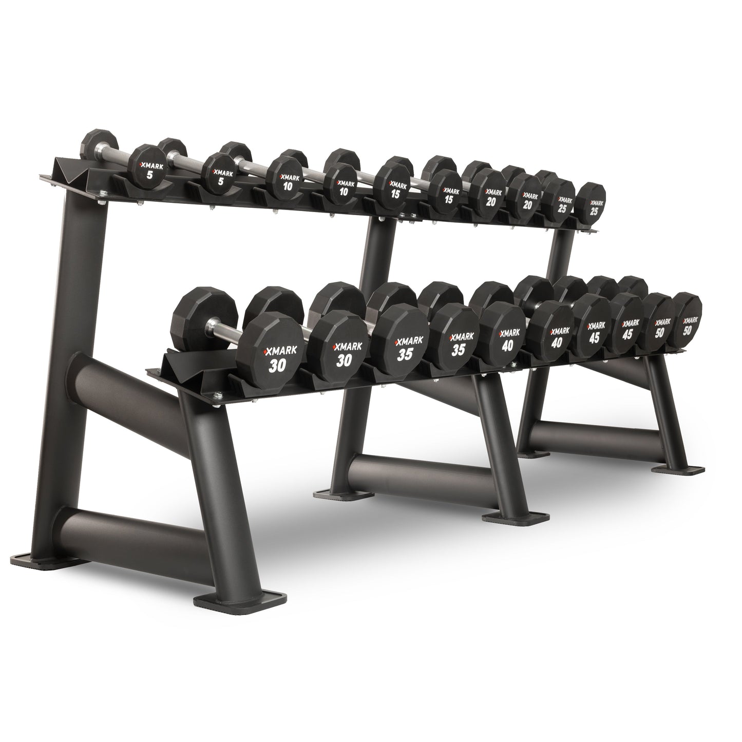 12-Sided Commercial Urethane Dumbbells Set (5-50 lb and 5-75 lb Sets) Pro Gym Grade