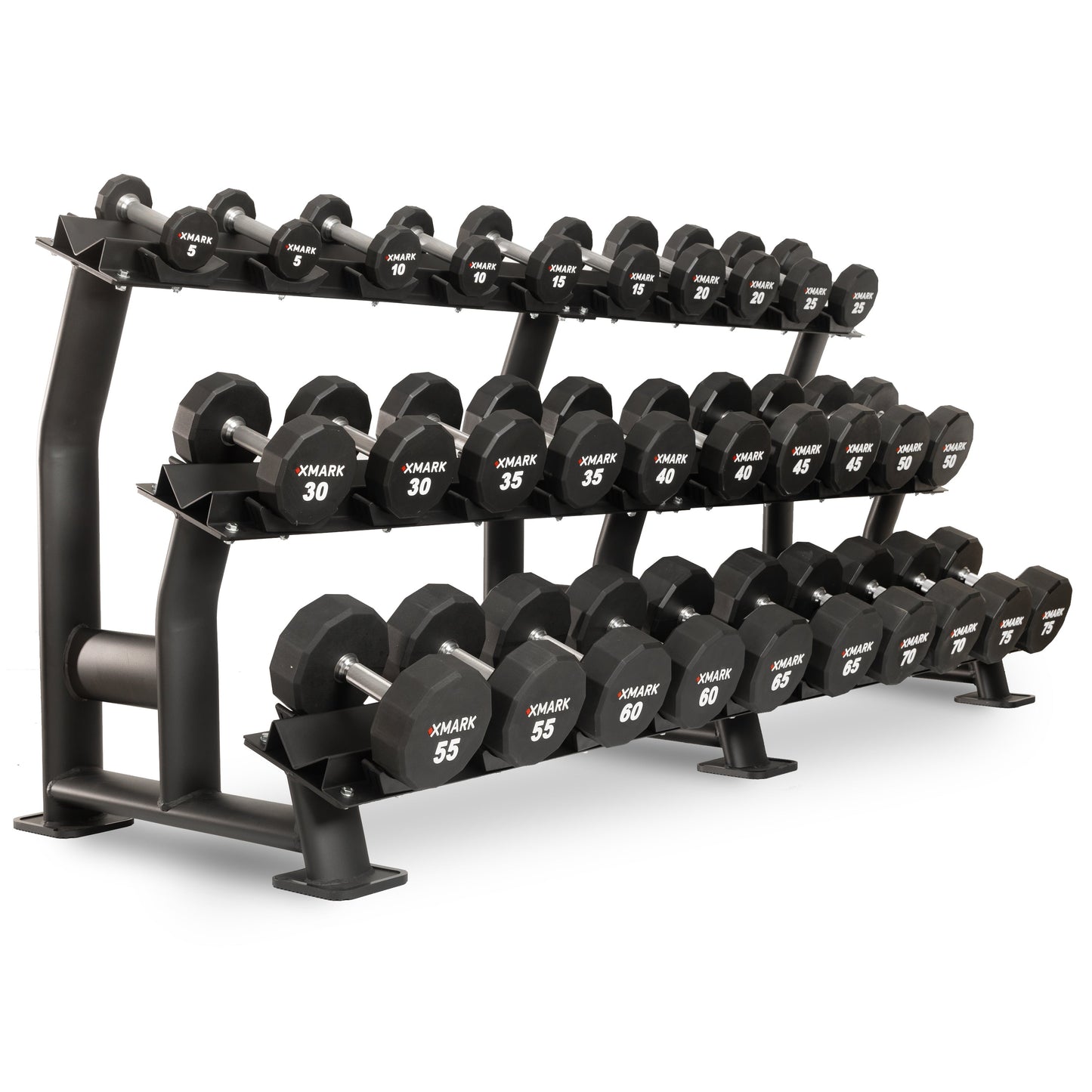 12-Sided Commercial Urethane Dumbbells Set (5-50 lb and 5-75 lb Sets) Pro Gym Grade