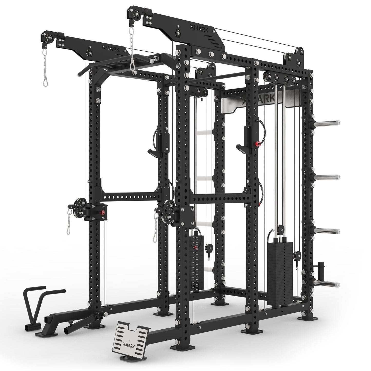 Commercial Power Rack Cable Machine - 440 lbs Total Stack Weight, Heavy Duty Gym Quality