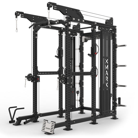 Commercial Power Rack Cable Machine - 440 lbs Total Stack Weight, Heavy Duty Gym Quality