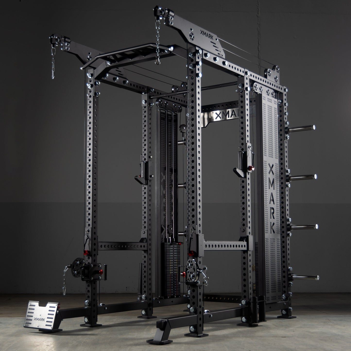 Commercial Power Rack Cable Machine - 440 lbs Total Stack Weight, Heavy Duty Gym Quality