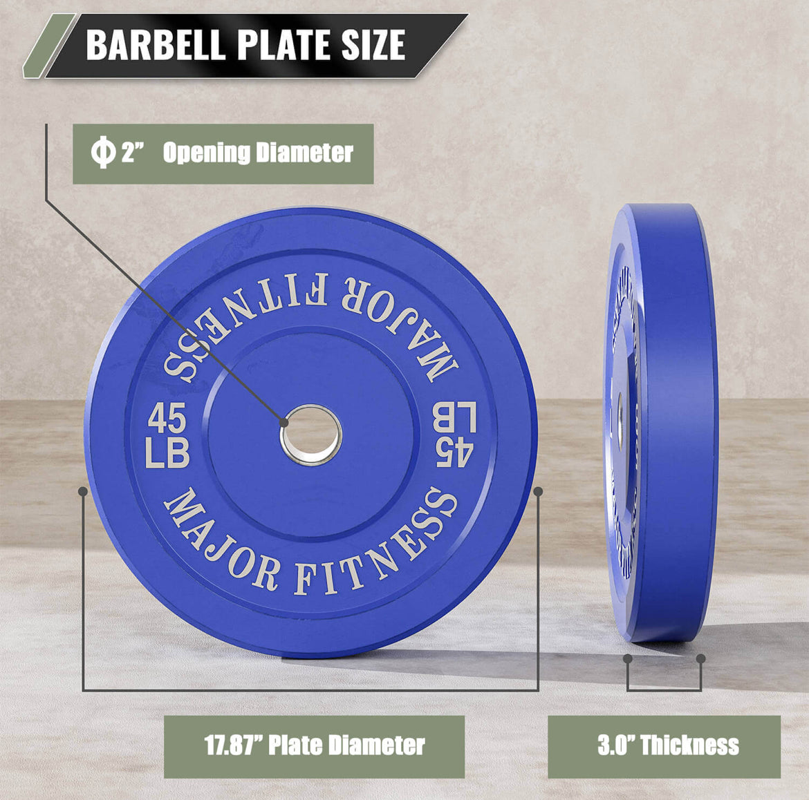 Major Fitness Low Bounce Bumper Plates Olympic Weight Plates Set