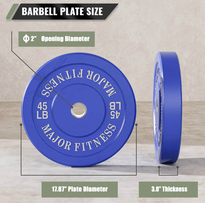 Major Fitness Low Bounce Bumper Plates Olympic Weight Plates Set