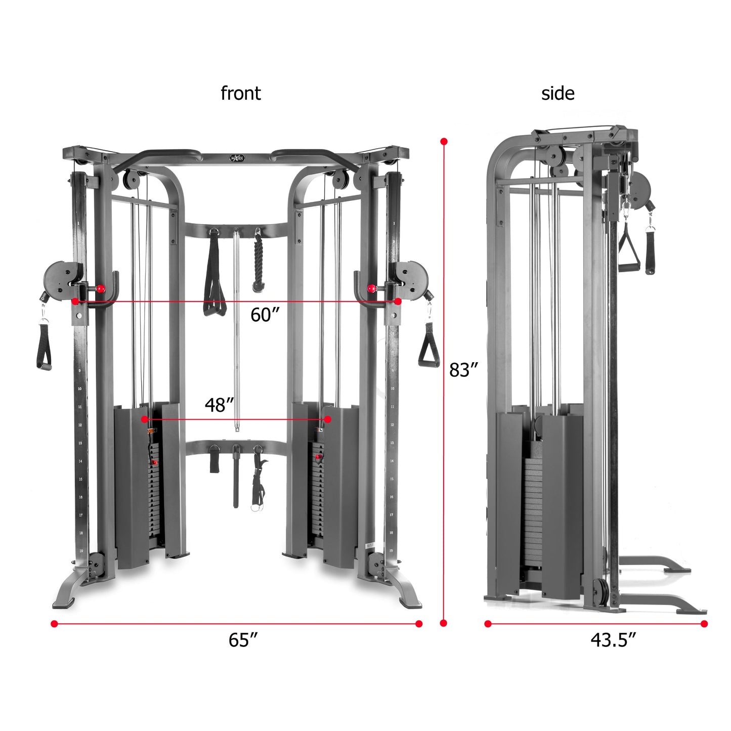 Functional Trainer Cable Machine - Dual 200 lb Weight Stacks + Adjustable Weight Bench