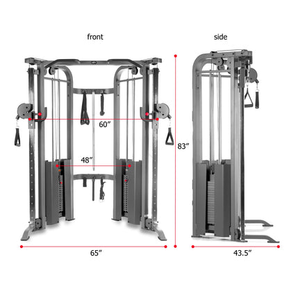 Functional Trainer Cable Machine - Dual 200 lb Weight Stacks + Adjustable Weight Bench