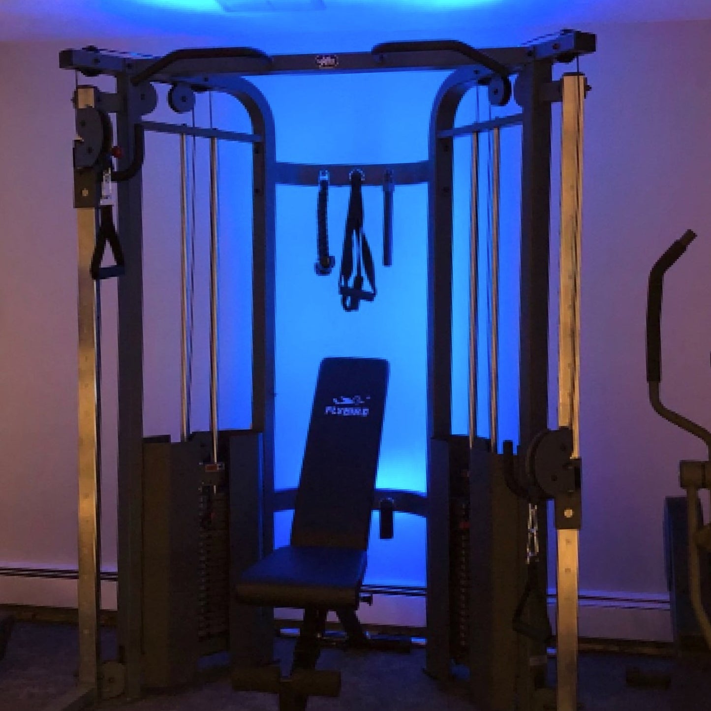 Functional Trainer Cable Machine - Dual 200 lb Weight Stacks + Adjustable Weight Bench