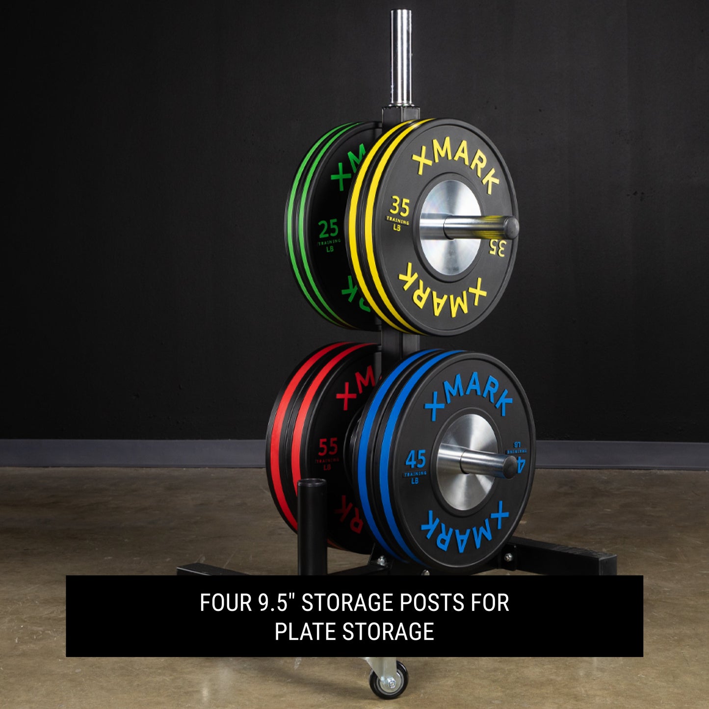Commercial Bumper Plate Tree on Castors with Dual Bar Holders
