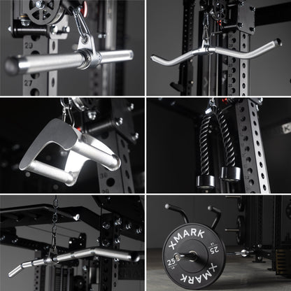 Commercial Power Rack Cable Machine - 440 lbs Total Stack Weight, Heavy Duty Gym Quality